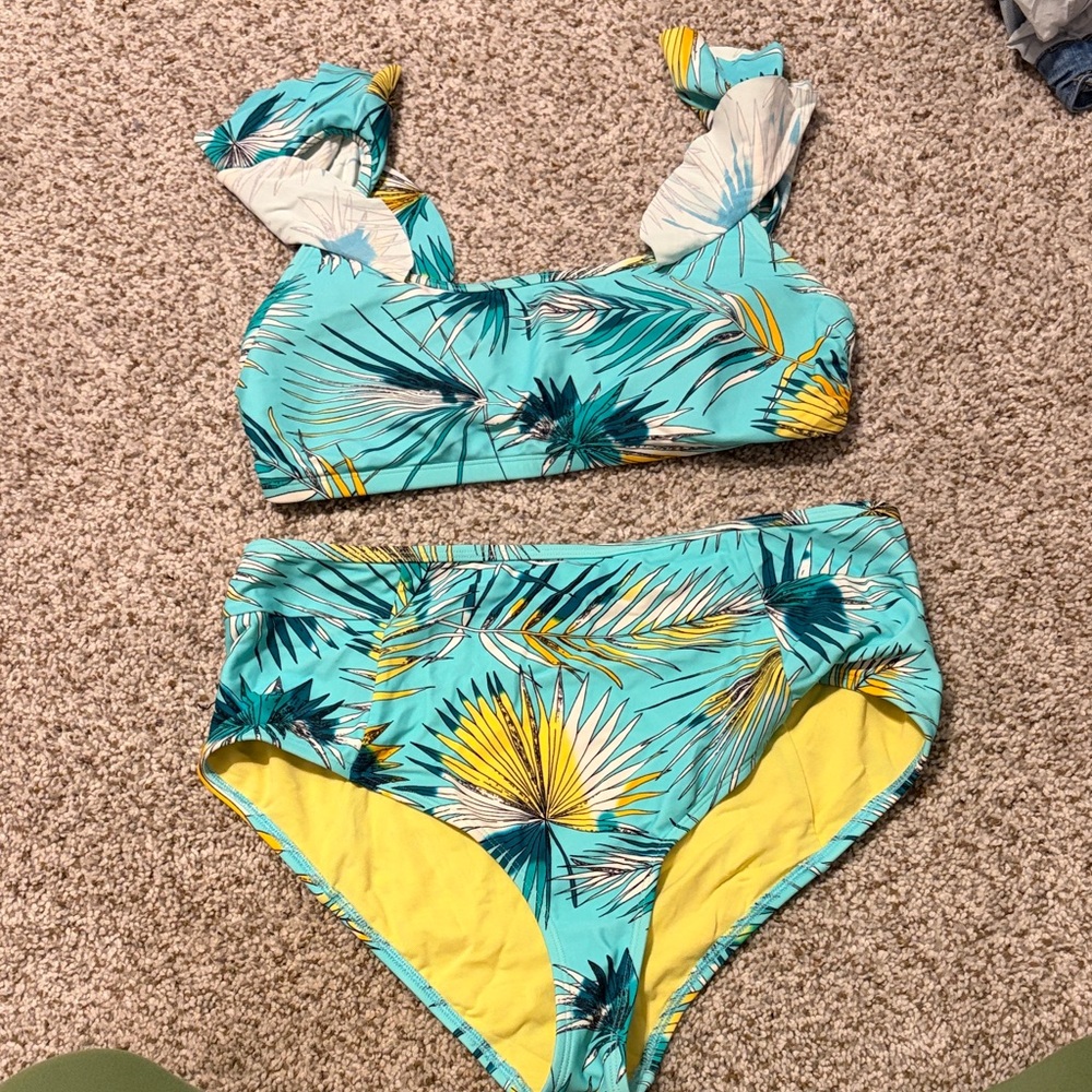 Tropical Print Bikini Set